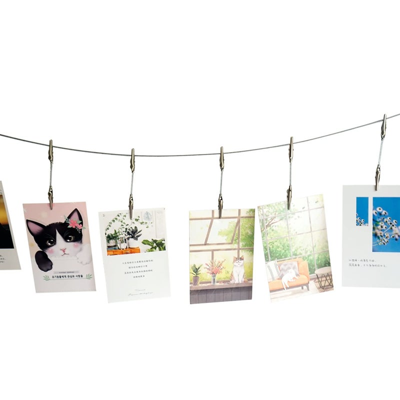 TFu Wall Hanging Photo Display, DIY Picture Photo Frame String with 12 Clips for Hanging Photos Notes and Artworks (Adjustable Alligatory Clip) - Image 1